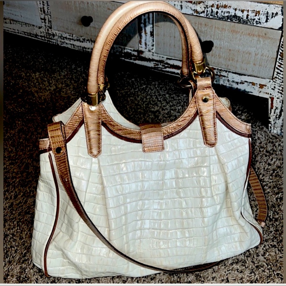 Brahmin Elisa Marshmallow Tri-Color Hobo Bag - Picture 3 of 16